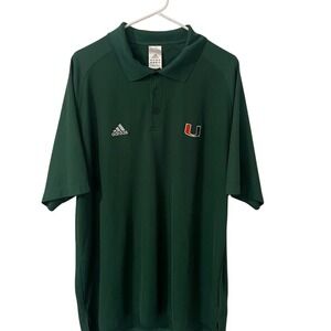 Miami Hurricanes‎ Adidas Polo Shirt NCAA College Green Embroidered Logo